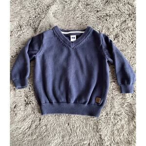 Janie and Jack Boys 100% Cotton V-Neck Knit Pullover Sweater Blue Size‎ 6 -12 mo